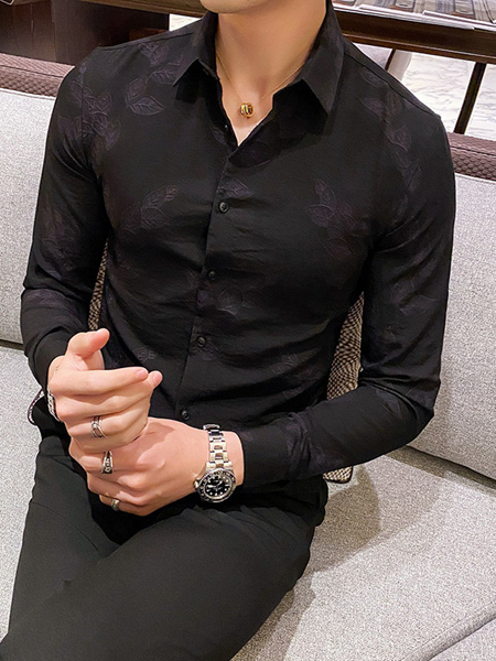 乔治邦尼男装品牌2020秋季黑色印花上衣