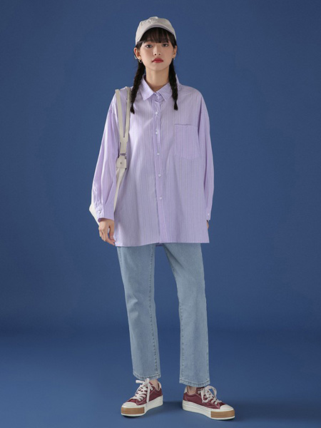 冰依婷女装品牌2020秋冬紫色衬衫