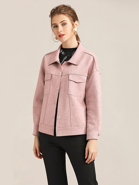 紫玫瑰女装品牌2020秋季粉色休闲外套