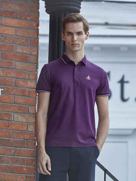 爱迪丹顿男装品牌2020秋季紫色立领上衣