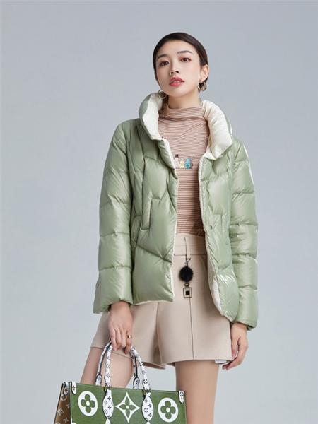 歐炫爾女裝品牌2020秋冬綠色休閑羽絨服