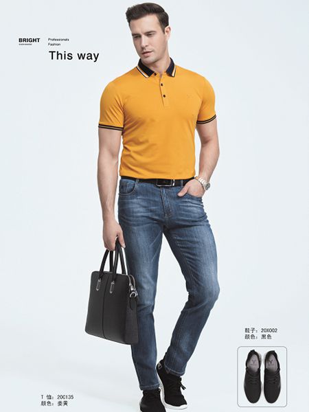 霸道公子男装品牌2020春夏黄色短袖T恤