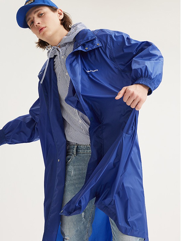GRSAGA男装品牌2020秋季蓝色长款外套