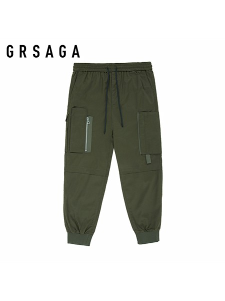 GRSAGA男装品牌2020秋季暗绿色长裤