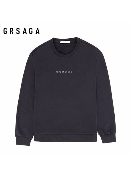 GRSAGA男装品牌2020秋季黑色字母上衣