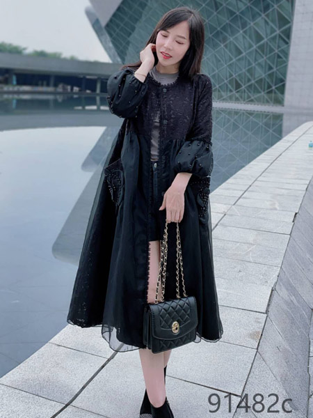 朵拉薇拉女装品牌2020秋季雪纺蕾丝外套