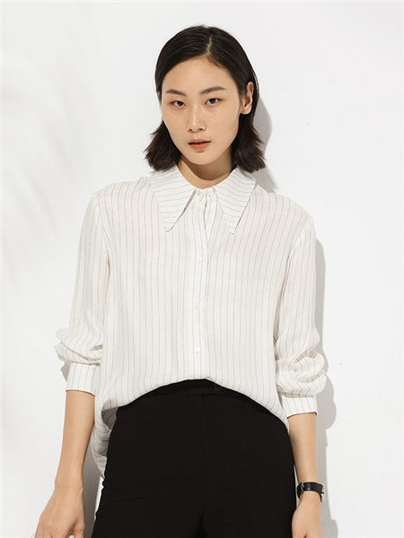 微丝里女装品牌2020春夏条纹立领开衫
