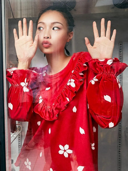 蘭繆(LAMIU)內衣品牌2020秋季紅色印花家居服