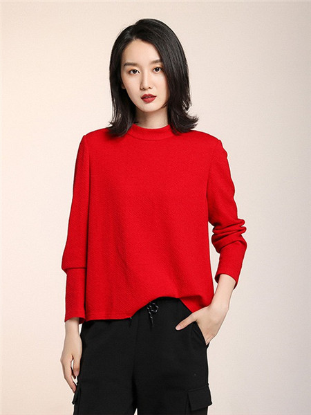 蒲 PUKKA女装品牌2020秋冬红色长袖T恤