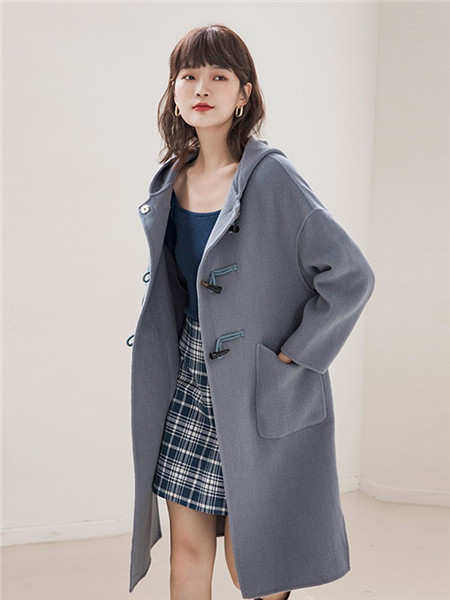 碧可女装品牌2020秋冬灰色长款外套