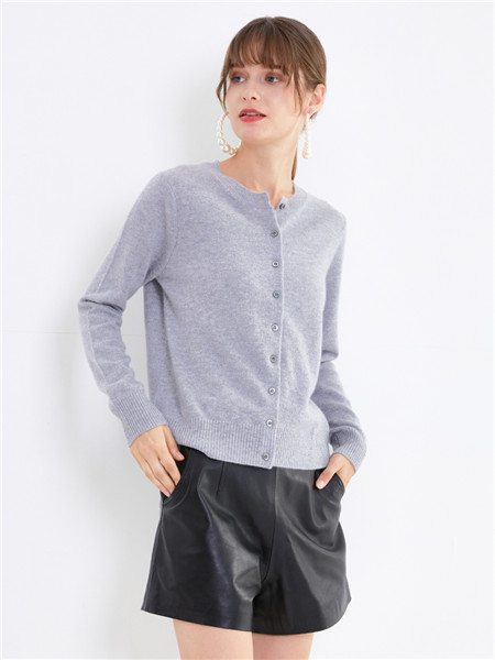 AMOREMISSO 米梭女装品牌2020秋冬灰色长袖开衫