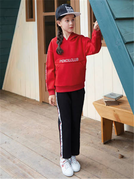 铅笔俱乐部童装品牌2020秋季红色运动卫衣