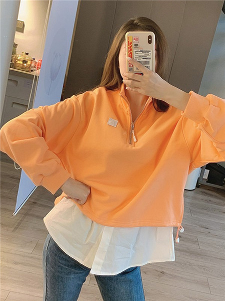 UZZU女装品牌2020春夏休闲橘色短款外套