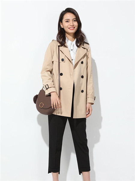 玳莎女装品牌2020秋季褐色复古外套