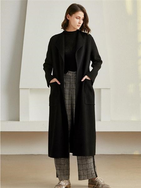 丽莫女装品牌2020秋季黑色时尚长款外套