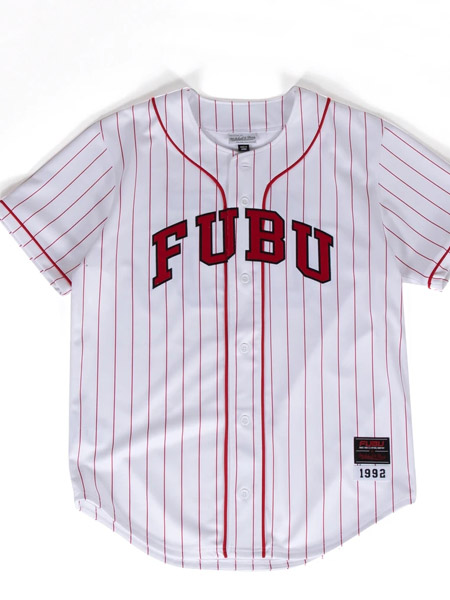 fubu2020秋季白色条纹T恤