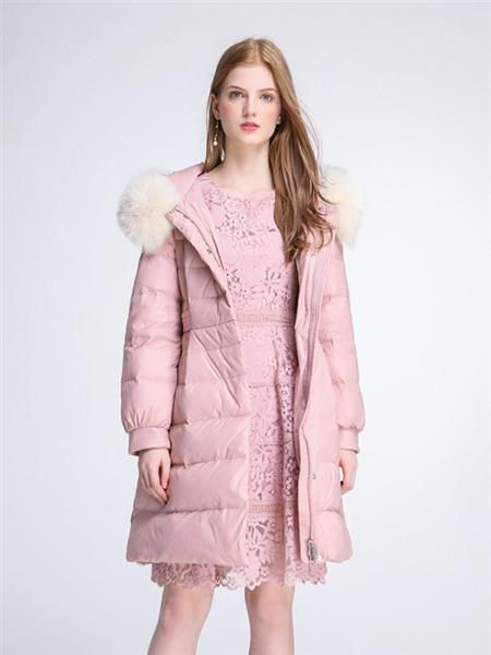 伊紗貝蓮JSAPUILIN女裝品牌2020秋季加絨粉色長款羽絨服