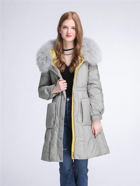 伊纱贝莲JSAPUILIN女装品牌2020秋季保暖灰色长款外套