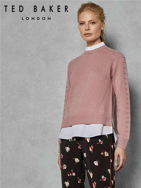 Ted Baker休闲品牌2020春夏粉色圆领针织衫