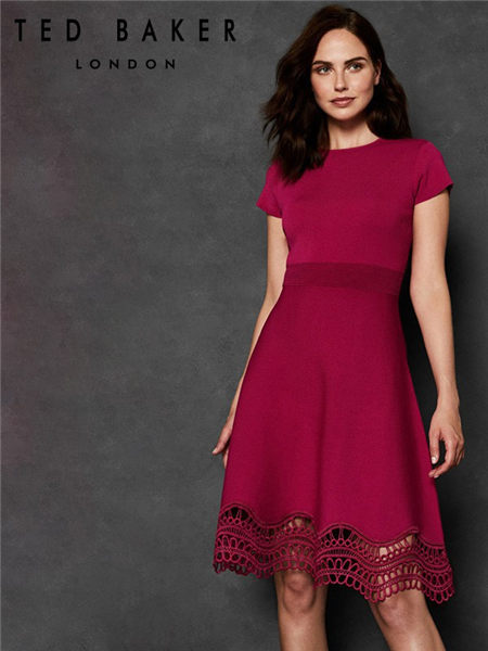 Ted Baker休闲品牌2020春夏短袖红色修身连衣裙
