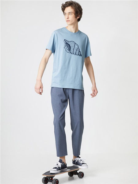 C&A休闲品牌2020春夏海螺青色T恤