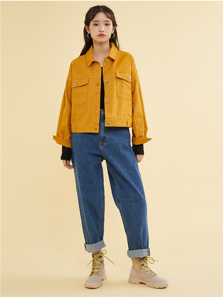 ZET des ZET女装品牌2020秋季个性黄色立领外套