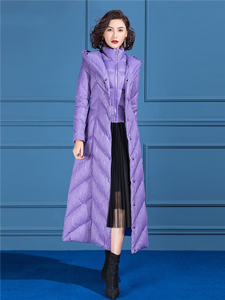 SUSONGETH/首尚格释女装品牌2020秋季紫色羽绒长款外套