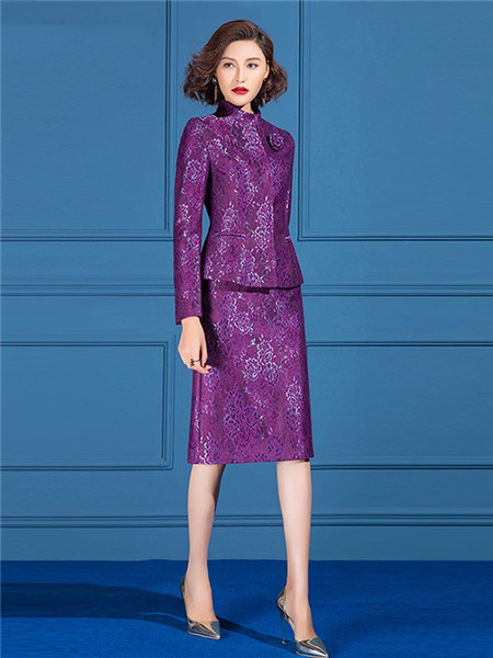 SUSONGETH/首尚格释女装品牌2020秋季国风紫色印花套装