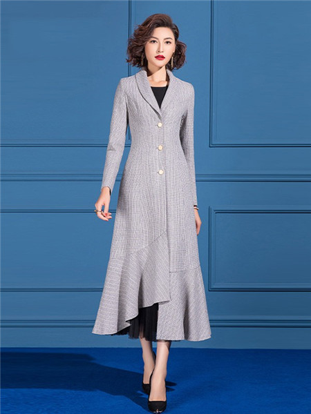 SUSONGETH/首尚格释女装品牌2020秋季舒适灰色长袖连衣裙