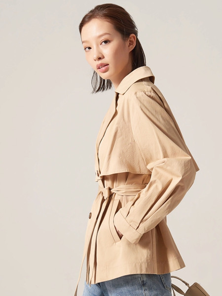 ClothScenery布景女装品牌2020秋季复古立领卡其色外套