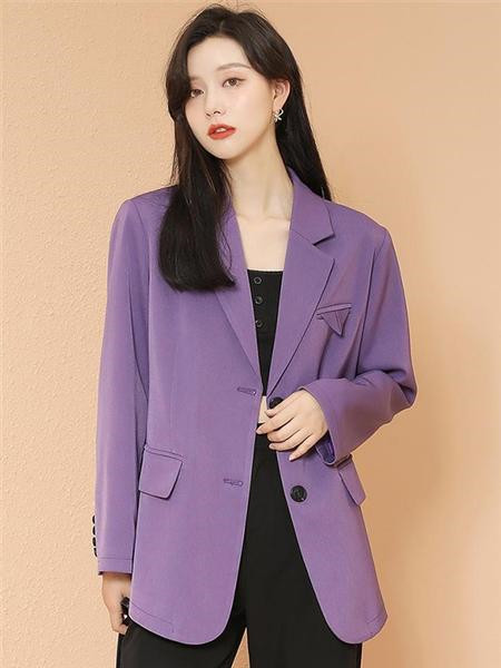 凡兔女装品牌2020秋冬紫色成熟外套