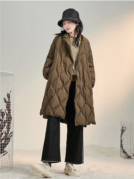 MissLace女装品牌2020秋冬日系褐色长款外套