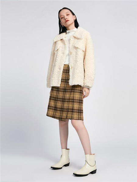 恩瑞妮女装品牌2020秋冬毛呢时尚白色外套