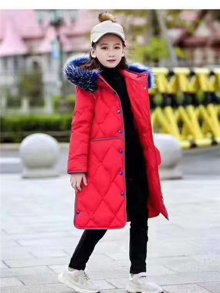 宾果童话童装品牌2020秋冬休闲红色长款外套