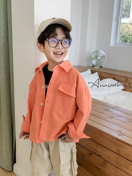 小嗨皮童装品牌2020秋冬橙色长袖外套