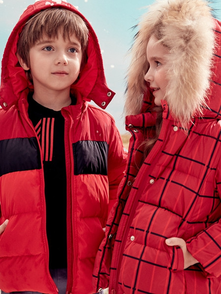 蒙蒙摩米 mesamis童装品牌2020秋冬红色条纹带帽风衣