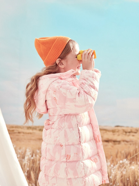 蒙蒙摩米 mesamis童装品牌2020秋冬潮童粉色带帽长款外套