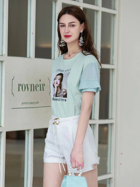 SONAF索娜菲女装品牌2020春夏绿色上衣