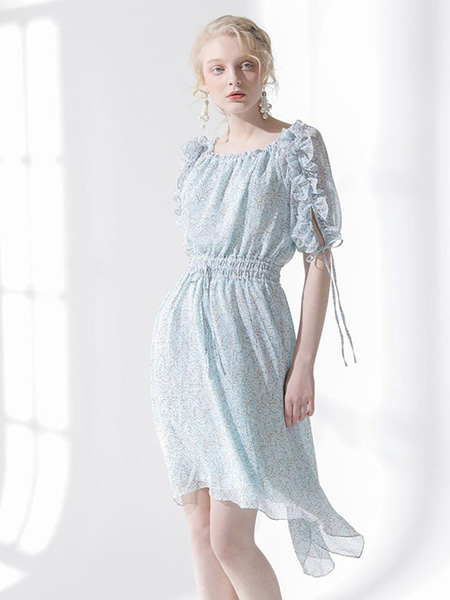 圣迪勒女装品牌2020春夏斑点印花连衣裙