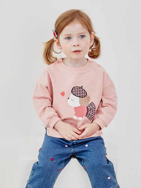 davebella戴维贝拉童装品牌2020秋冬粉色羊毛衫
