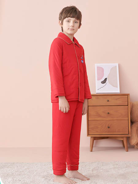 久岁伴童装品牌2020秋冬红色男款睡衣