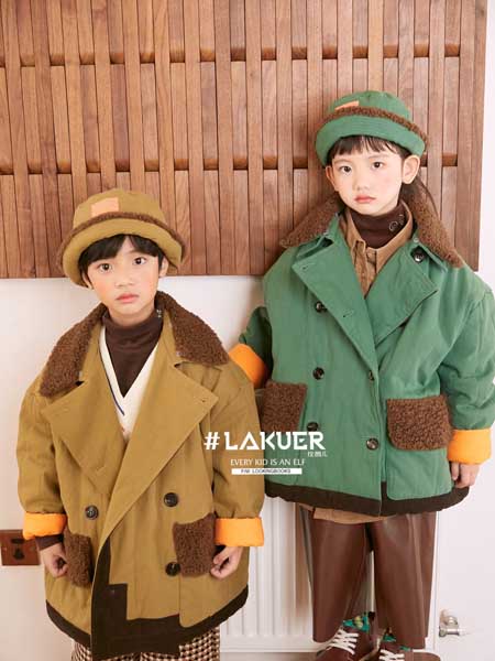LAKUER拉酷儿童装品牌2020秋冬韩版那女童棉麻加绒外套