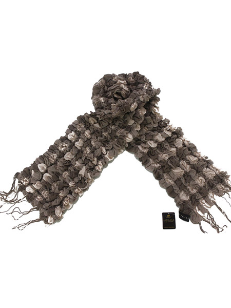 安美桥丝巾品牌2020秋季复古褐色针织围巾