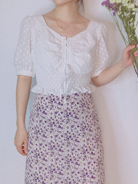 L89℃/MM+/NWT女装品牌2020春夏斑点印花半身裙