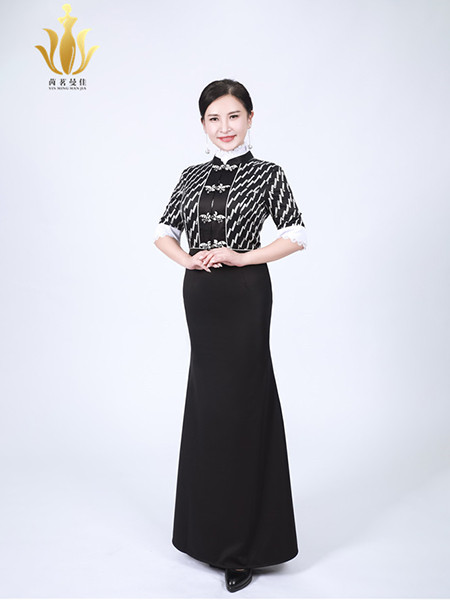茵茗曼佳女装品牌2020秋季潮流国风黑色旗袍