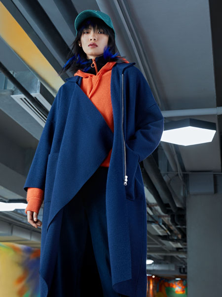 ORIGIN 安瑞井女装品牌2020秋冬蓝色长袖休闲外套