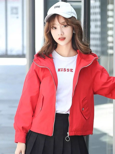至感女装品牌2020秋冬日系红色长袖外套
