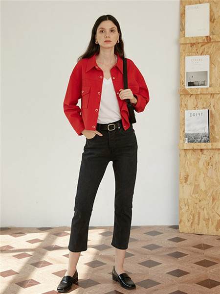 HEYDRESS女装品牌2020秋季红色休闲长袖外套