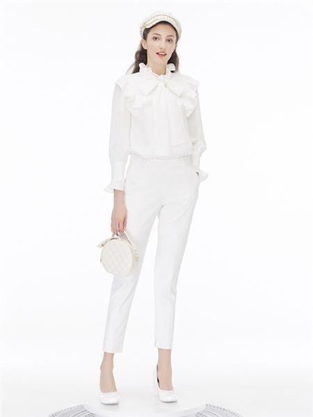 杰西卡女装品牌2020秋冬修身白色长裤