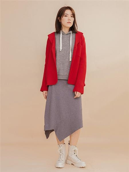 Emodues衣魔得思女装品牌2020秋冬红色长袖针织外套